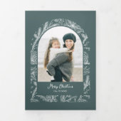 Rustic Line Drawn Christmas Botanical Arch 1-Photo Drieluik Wenskaart (Cover)