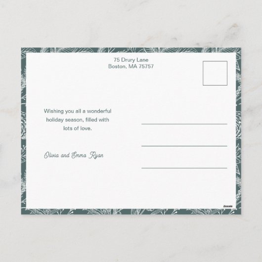 Rustic Line Drawn Christmas Botanical Arch 1-Photo Feestdagenkaart (Achterkant)