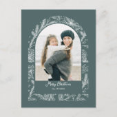 Rustic Line Drawn Christmas Botanical Arch 1-Photo Feestdagenkaart (Voorkant)