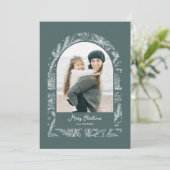 Rustic Line Drawn Christmas Botanical Arch 1-Photo Feestdagenkaart (Staand voorkant)