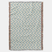 Rustic Linen Beige and Blue Chevron Deken (Voorkant Verticaal)