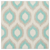 Rustic Linen Beige en Aqua Ikat Print Stof (Swatch)