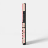 Rustic Linen Beige en Roze Trellis Monogram iPhone Hoesje (Linkerkant)
