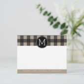 Rustic Linen Black Buffalo Play gingham Dank u Bedankkaart (Staand voorkant)