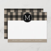Rustic Linen Black Buffalo Play gingham Dank u Bedankkaart (Voorkant / Achterkant)