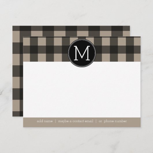 Rustic Linen Black Buffalo Play gingham Dank u Bedankkaart (Voorkant / Achterkant)