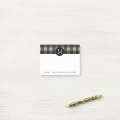 Rustic Linen Black Buffalo Pset gingham Monogram Post-it® Notes (Op bureau)