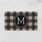 Rustic Linen Black Buffalo Pset gingham Monogram Visitekaartje (Voorkant)
