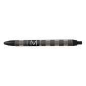 Rustic Linen Black Buffalo Pset Pattern Monogram Zwarte Inkt Pen (Voorkant)