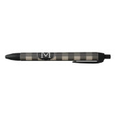 Rustic Linen Black Buffalo Pset Pattern Monogram Zwarte Inkt Pen (Bodem)