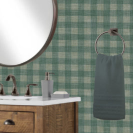 Rustic Linen Buffalo Check Dark Blue Green Plaid Behang