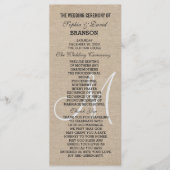 Rustic Linen Canvas Trouw Monogram Programma Aange Programmakaart (Voorkant)