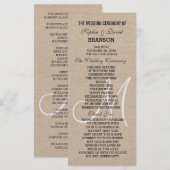 Rustic Linen Canvas Trouwmonogram Programma Aangep Programmakaart (Voorkant / Achterkant)