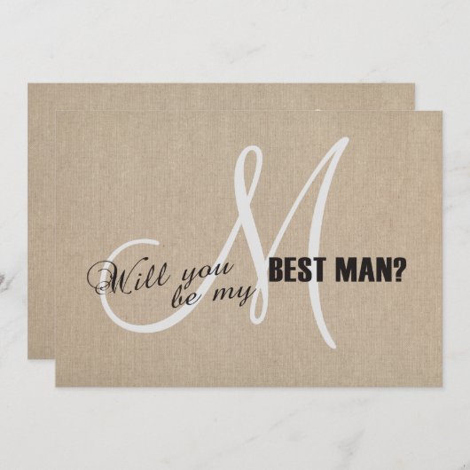 Rustic Linen Canvas Wedding is mijn beste uitnodig Kaart (Voorkant / Achterkant)