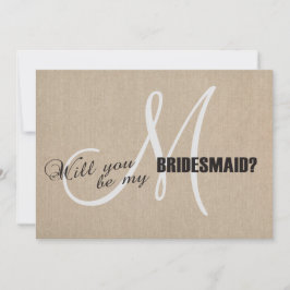 Rustic Linen Canvas Wedding is mijn Bridesmaid Kaart