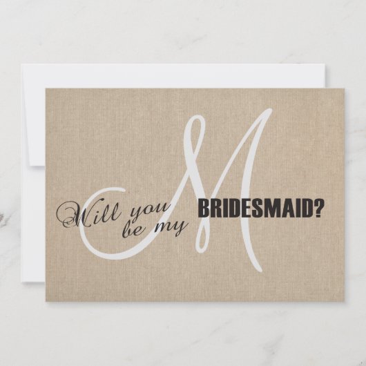 Rustic Linen Canvas Wedding is mijn Bridesmaid Kaart (Voorkant)