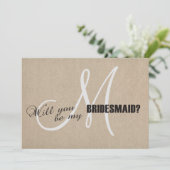 Rustic Linen Canvas Wedding is mijn Bridesmaid Kaart (Staand voorkant)