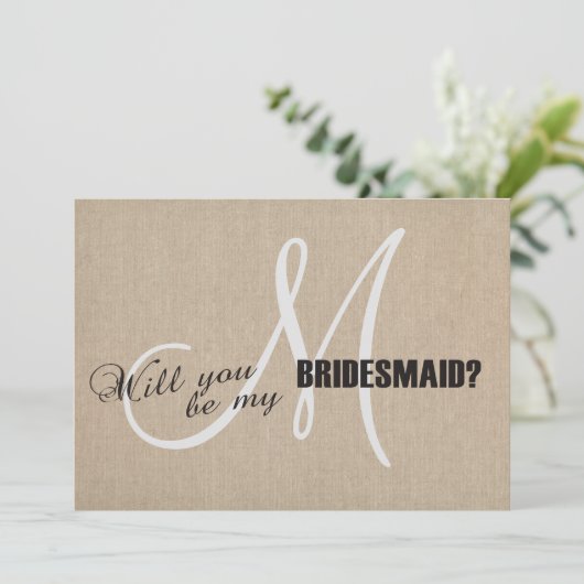 Rustic Linen Canvas Wedding is mijn Bridesmaid Kaart (Staand voorkant)