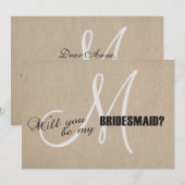 Rustic Linen Canvas Wedding is mijn Bridesmaid Kaart (Voorkant / Achterkant)