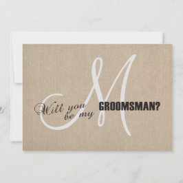 Rustic Linen Canvas Wedding is mijn Groomsman Uitn Kaart