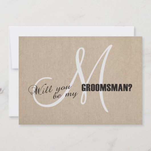 Rustic Linen Canvas Wedding is mijn Groomsman Uitn Kaart (Voorkant)