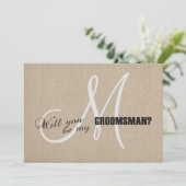 Rustic Linen Canvas Wedding is mijn Groomsman Uitn Kaart (Staand voorkant)
