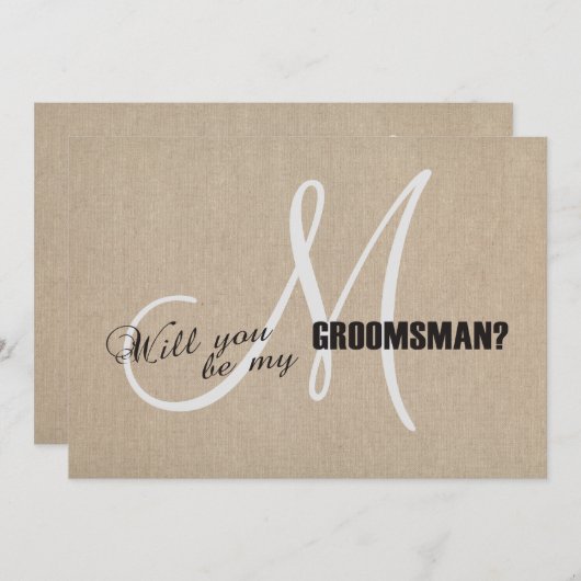 Rustic Linen Canvas Wedding is mijn Groomsman Uitn Kaart (Voorkant / Achterkant)