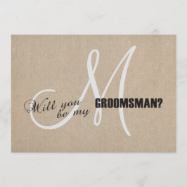 Rustic Linen Canvas Wedding is mijn Groomsman Uitn Kaart