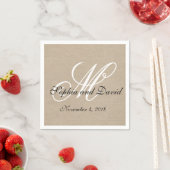 Rustic Linen Canvas Wedding Monogram Napkins Servetten (Insitu)