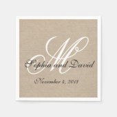 Rustic Linen Canvas Wedding Monogram Napkins Servetten (Voorkant)