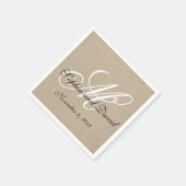 Rustic Linen Canvas Wedding Monogram Napkins Servetten (Hoek)