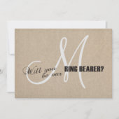 Rustic Linen Canvas Wedding Monogram Ring Bearer Kaart (Voorkant)