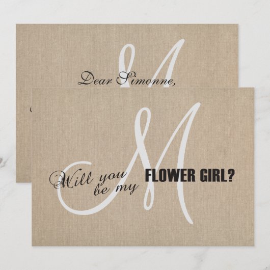 Rustic Linen Canvas Wedding wordt mijn Bloemenmeis Kaart (Voorkant / Achterkant)