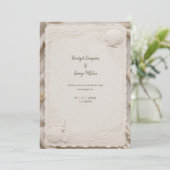 Rustic Linen Coastal Wedding Seashells Kaart (Staand voorkant)