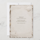 Rustic Linen Coastal Wedding Seashells Kaart (Achterkant)