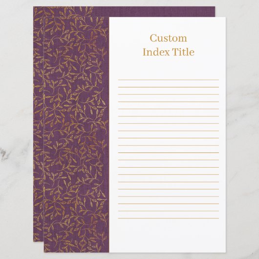 Rustic Linen Divider Paars Recipe Multomap Invoege (Voorkant / Achterkant)