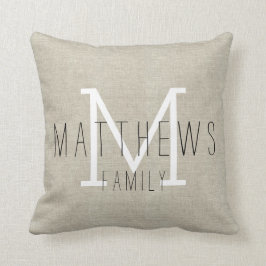 Rustic Linen Family Monogram Sierkussen