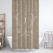 Rustic linen farmhouse stijl familie monogrammen douchegordijn