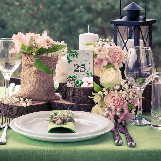 Rustic Linen Floral Magnolias Eucalyptus Wedding Kaart