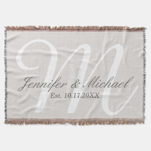 Rustic Linen Kijk Monogram Deken (Voorkant)