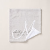 Rustic Linen look with White Monogram Bad Handdoek (Wasdoekje)