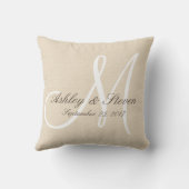 Rustic Linen look with White Monogram Kussen (Achterkant)