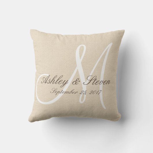 Rustic Linen look with White Monogram Kussen (Achterkant)