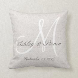 Rustic Linen look with White Monogram Kussen