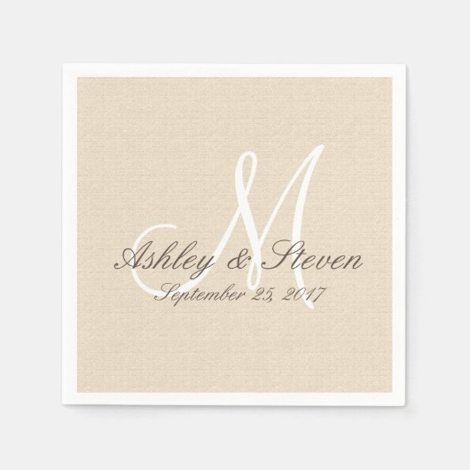 Rustic Linen look with White Monogram Servet (Voorkant)
