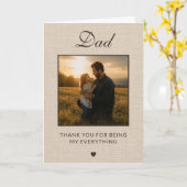 Rustic Linen Minimal Vaderdag Foto Kaart (Gele Bloem)