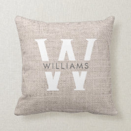 Rustic Linen Modern Family Monogram Simple Trendy Kussen