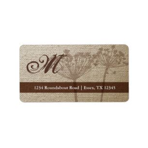 Rustic Linen Monogram Adresetiketten Etiket