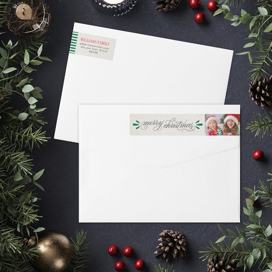 Rustic Linen Prettig Kerstmis Foto
