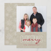 Rustic Linen Simple Merry Kerstfeestdag Feestdagenkaart (Voorkant / Achterkant)